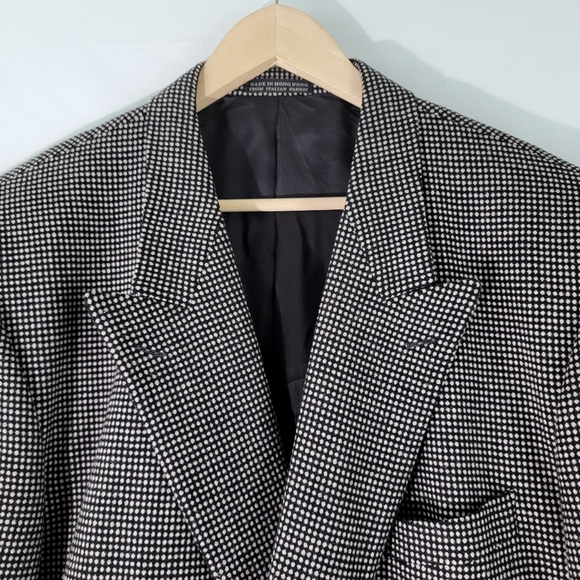 LINEA DOMIZIA Mens Wool & Cashmere Houndstooth Double Breasted Sport Coat Sz 44L - Picture 3 of 12